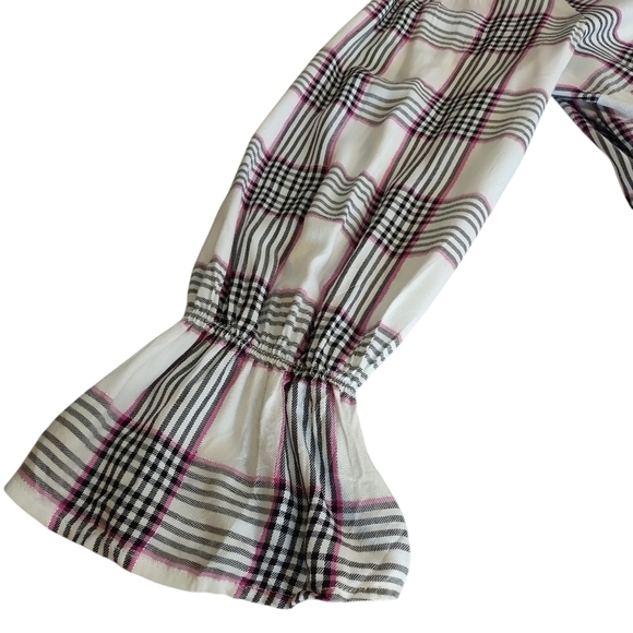 C Est. 1946 Women's Button Down Shirt Plaid Metallic Thread Flare Cuff Sz 18/20W - Picture 5 of 9